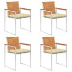 vidaXL Tuinstoelen 4 st met kussens massief acaciahout, Tuin en Terras, Tuinstoelen, Verzenden, Nieuw