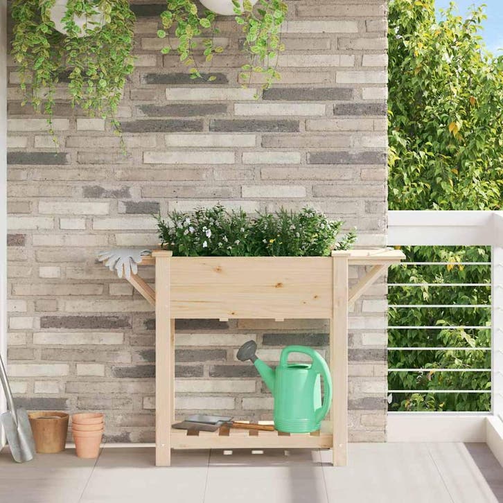 vidaXL Tuin Plantpot Beige 111 x 37 x 76,5 cm Massief, Jardin & Terrasse, Pots de fleurs, Envoi
