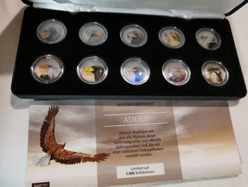 Cookeilanden. 5 Cent 2000 Adler collection, 10 x Coins