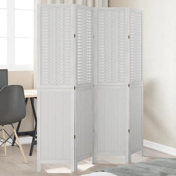 vidaXL Kamerscherm met 4 panelen massief paulowniahout wit, Verzenden, Nieuw