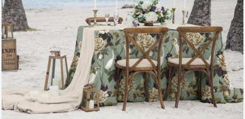 Luxe Art Nouveau-stof met witte reigers - floraal - groen -