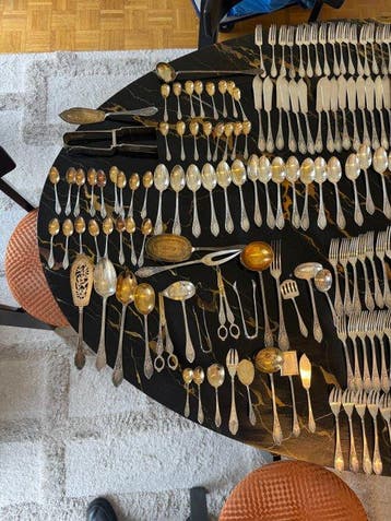 Olier&Caron - Bestekset voor 12 personen (305) - .950 zilver, Antiek en Kunst