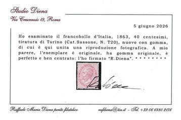 Koninkrijk Italië 1863/1863 - 40°C - Sassone T20, Postzegels en Munten, Gestempeld