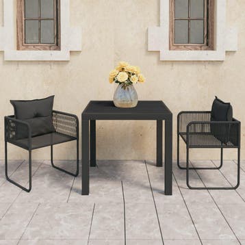 vidaXL 3-delige Tuinset PVC-rattan zwart, Tuin en Terras, Verzenden, Nieuw, Tuinset