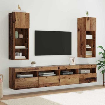 vidaXL Wandkasten voor tv 2 pcs Oudhout 30,5 x 30 x 90 cm, Verzenden