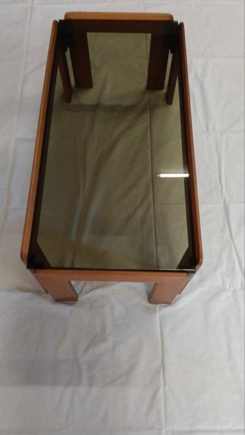 Middentafel - Opaline glas, Kersenhout