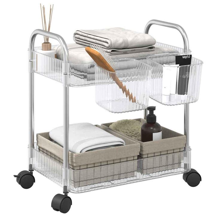 vidaXL Opbergtrolley 2-laags 37x28x43,5 cm acryl transparant, Bricolage & Construction, Outillage | Outillage à main, Envoi
