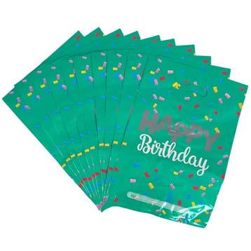 Fako Bijoux - Folie Uitdeelzakjes Happy Birthday Zilver - 10, Diversen, Cadeauverpakkingen, Verzenden, Nieuw