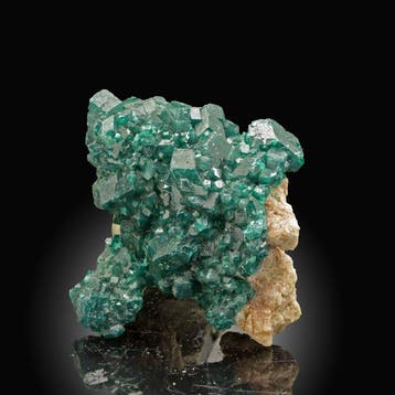 Smaragdgroene dioptase Kristallen op matrix - Hoogte: 5.1 cm, Verzamelen