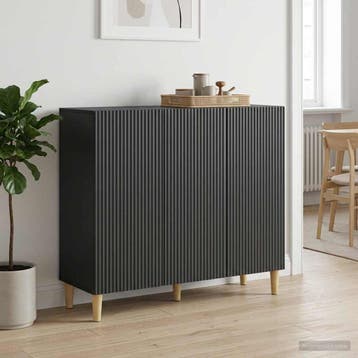 vidaXL Dressoir Zwart 89 x 34,5 x 80 cm Bewerkt hout, Huis en Inrichting, Verzenden, Nieuw