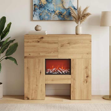 vidaXL Elektrische haard Artisanaal eiken 75 x 24,5 x 75 cm, Huis en Inrichting, Verzenden, Nieuw
