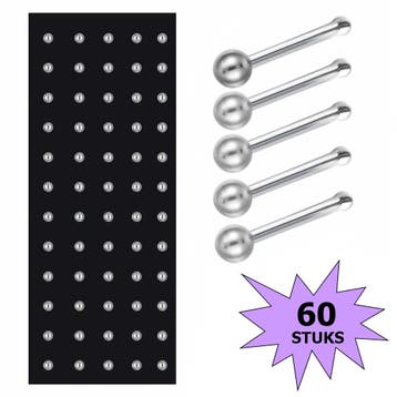Fako Bijoux - Neuspiercing - Stud - Staafje RVS - Staal -, Handtassen en Accessoires, Piercings, Verzenden, Nieuw