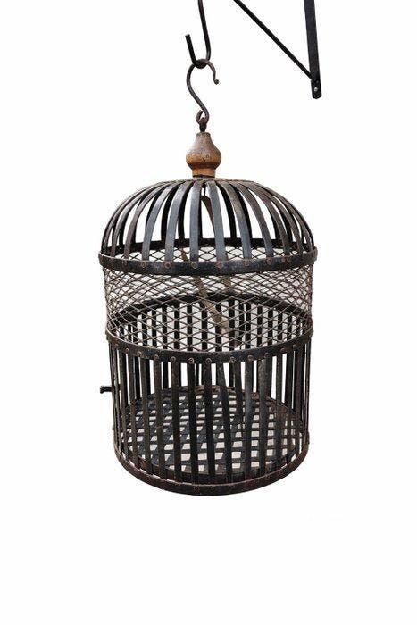 Cage à oiseaux - Métal - cage à oiseaux en métal lourd, Antiquités & Art, Curiosités & Brocante
