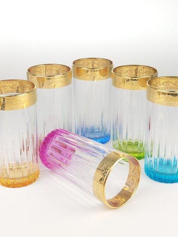SECOLOVENTESIMO - Drinkservies (6) - Geen loodkristal Gold