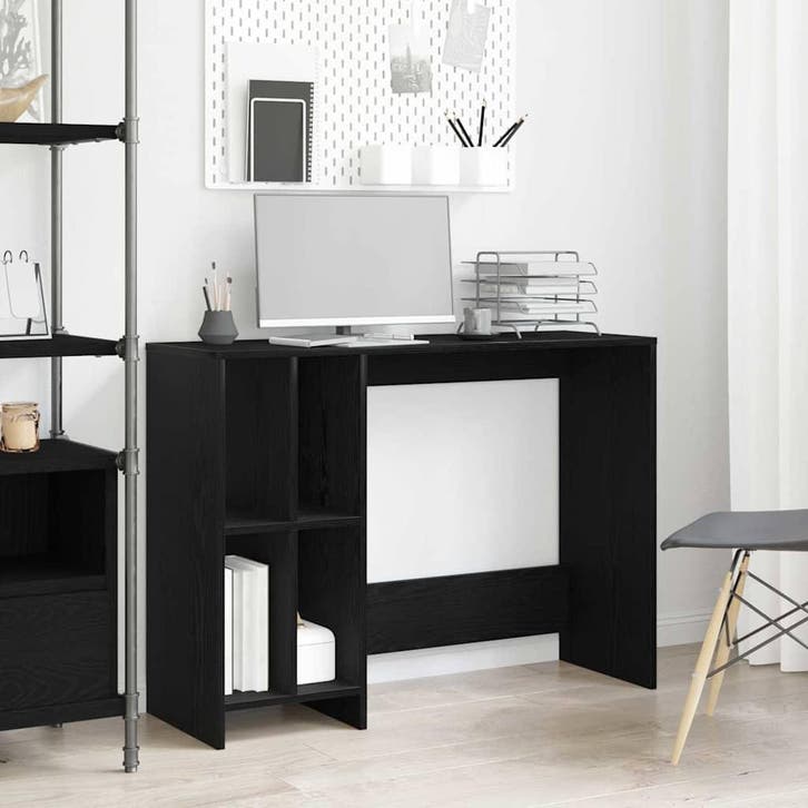 vidaXL Bureau Zwart Eiken Bewerkt hout 102,5 x 35 x 75 cm, Maison & Meubles, Bureaux, Envoi
