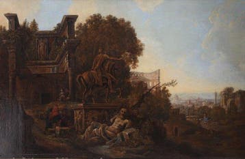 Italiaanse school (XVII) - Capriccio architettonico romano -