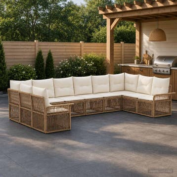 vidaXL Tuinbank Set 10 st Beige poly rattan, Verzenden, Nieuw