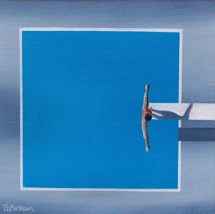Trevisan Carlo - The Pool, Antiek en Kunst, Kunst | Schilderijen | Modern
