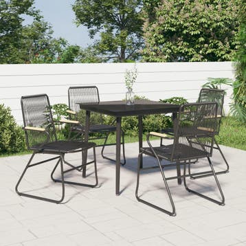 vidaXL 5-delige Tuinset PVC-rattan zwart, Verzenden, Nieuw, Tuinset