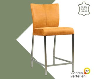 Leren barkruk Revolt laag - Kenia Cognac (cognac) - Poten, Huis en Inrichting, Nieuw, Leer, Ophalen of Verzenden, 90 cm of meer