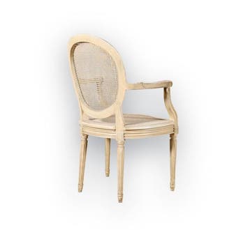 Louis XVI stijl fauteuil / armstoel – gepatineerd hout met