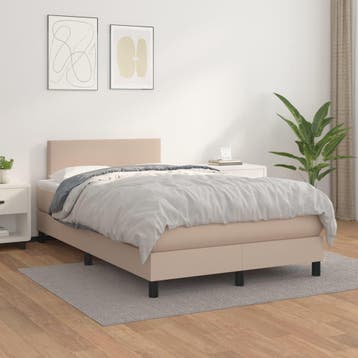vidaXL Boxspring met matras kunstleer cappuccinokleurig, Verzenden