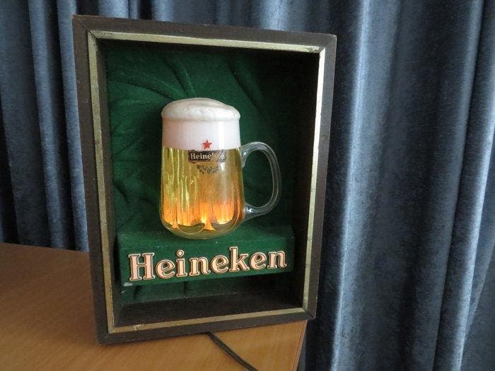 Heineken - Enseigne lumineuse - Bois de pin, Antiquités & Art, Antiquités | Assiettes décoratives & Carrelages
