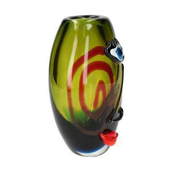 Figurine - vaas met gezicht - Verre
