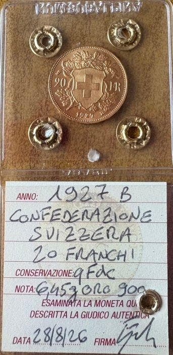 Zwitserland. 20 Francs 1927, Postzegels en Munten