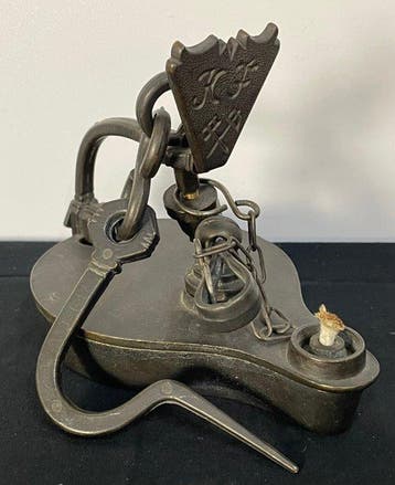 Mijnwerkerslamp - Olielamp - Brons, Antiek en Kunst