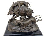 sculptuur, Opgejaagd wild - 18 cm - Brons, Marmer