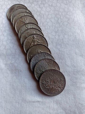 France. 5 Francs 1963 Semeuse (lot de 11 monnaies en argent), Postzegels en Munten