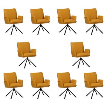 Set van 10 Leren draaibare eetkamerstoelen Elite - Toledo, Ophalen of Verzenden