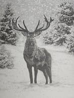 Wandtapijt van Alpaca jacquard met hert onder de sneeuw -