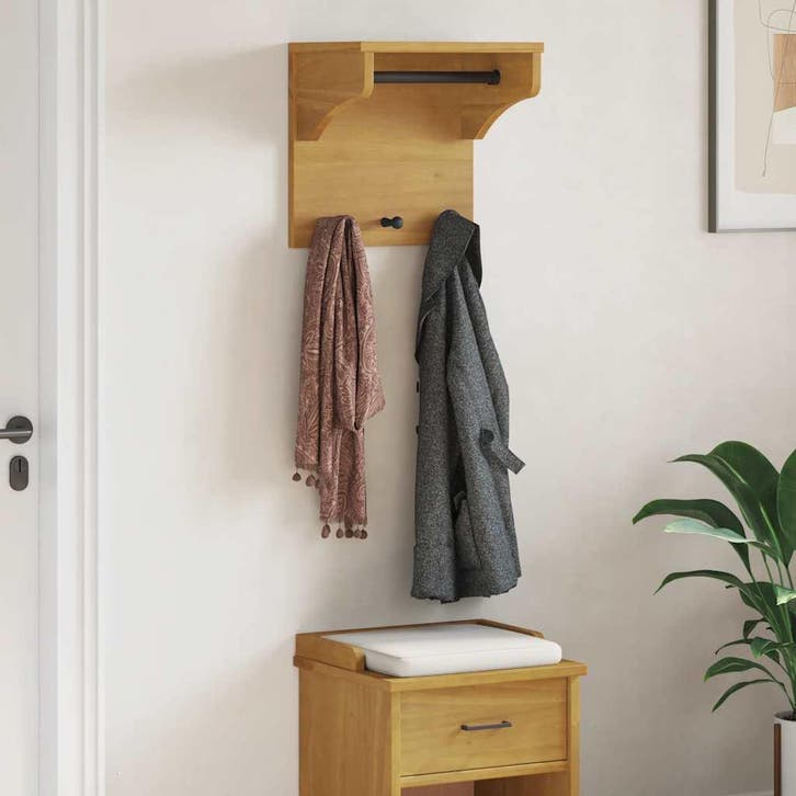 vidaXL Wandkapstok SANDNES 43x30x42 cm massief grenenhout, Maison & Meubles, Accessoires pour la Maison | Portemanteaux, Envoi