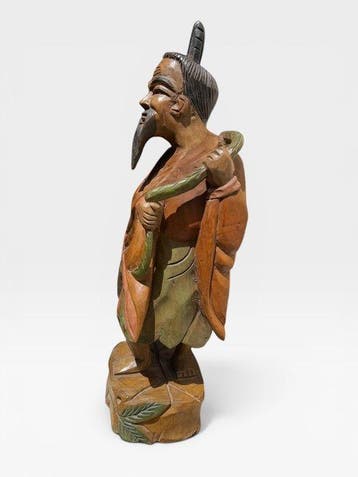 Figuur van Jiang Ziya (de Karpervisser, de Wijze) - Hout -