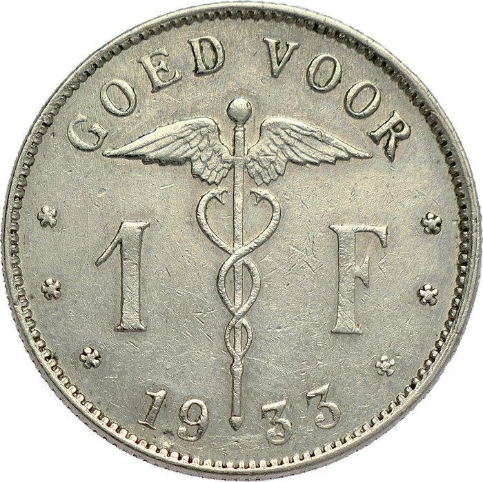 België. Albert I. 1 Frank 1933/23 VL - Low mintage: 2000, Postzegels en Munten, Munten | Nederland