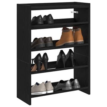 vidaXL Schoenenrek 60x25x81 cm bewerkt hout zwart, Verzenden, Nieuw