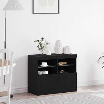 vidaXL LED Dressoir Zwart 81 x 37 x 66,5 cm Bewerkt hout, Verzenden, Nieuw