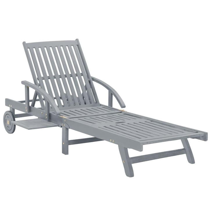 vidaXL Ligbed massief acaciahout grijs, Tuin en Terras, Ligbedden, Nieuw, Verzenden