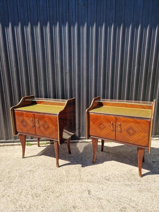 Nachtkastje - Wortelnotenhout - Een paar vintage, Antiquités & Art, Art | Objets design