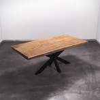 Boomstamtafel, Eettafel 200x103 massief hardhout, metaalpoot, Huis en Inrichting, Tafels | Eettafels, Robuust Modern, 100 tot 150 cm