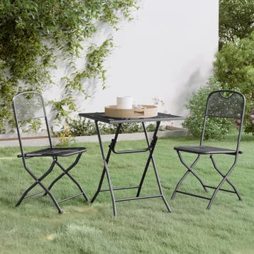 vidaXL 3-delige Tuinset metaalgaas antracietkleurig, Tuin en Terras, Tuinsets en Loungesets, Verzenden, Nieuw, Tuinset