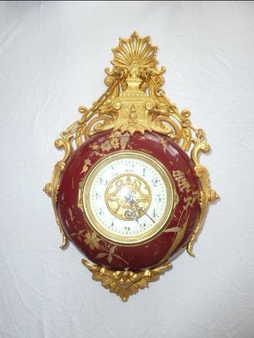 Slingerklok - Große, seltene Cartelwanduhr von Eugène Farcot
