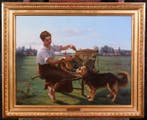 Louis Tournier (1830-1911) - Young woman with dog and