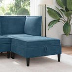 vidaXL Sofa Kruk met Opbergruimte Blauw Fluweel, Verzenden, Nieuw