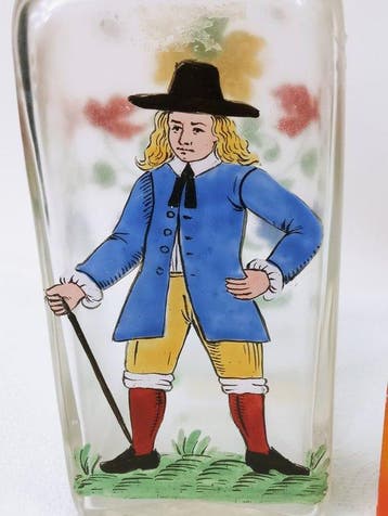 Fritz Heckert - Carafe - gonflable - Carafe en verre émaillé, Antiquités & Art