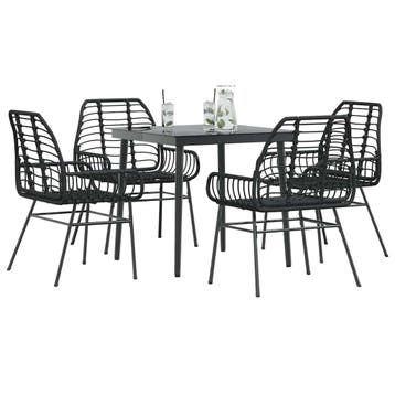 vidaXL 5-delige Tuinset poly rattan glas zwart, Verzenden, Tuinset