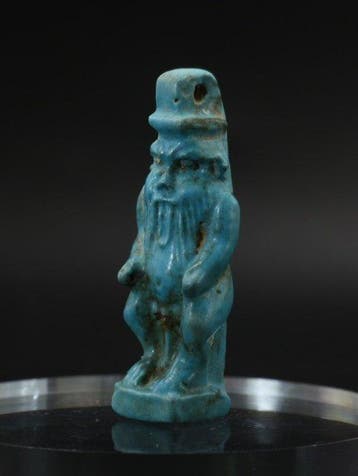 Oud-Egyptisch Faience Amulet van God Bes - 43 mm