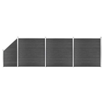 vidaXL Schuttingpanelenset 619x(105-186) cm HKC zwart, Verzenden, Nieuw